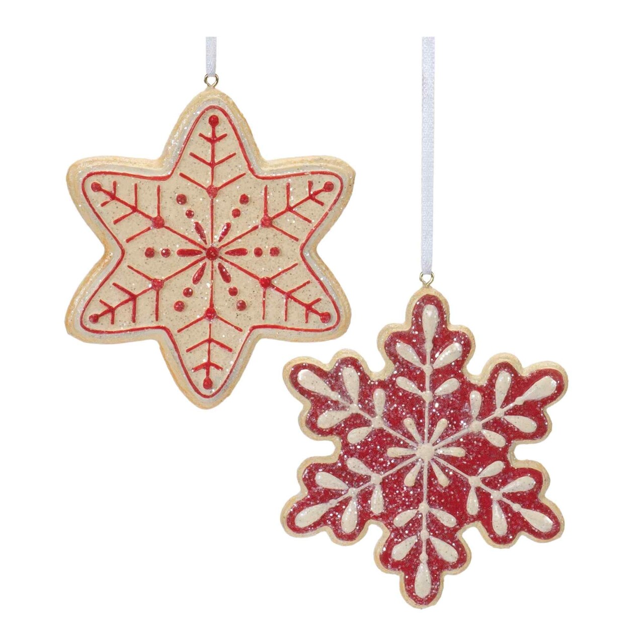 Melrose Set of 12 Frosted Gingerbread Snowflake Cookie Christmas Ornaments 4"